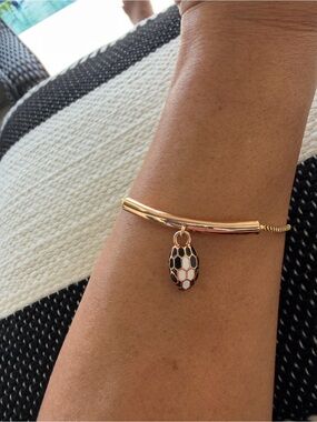 Bulgari Gold-Tone Bracelet Charm with Black & White Enamel Serpenti Pendant